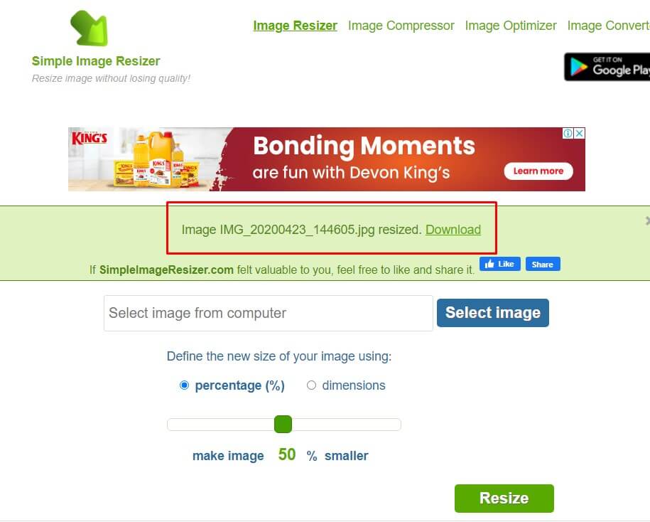 Reduce image size_Simple Image Resizer step3