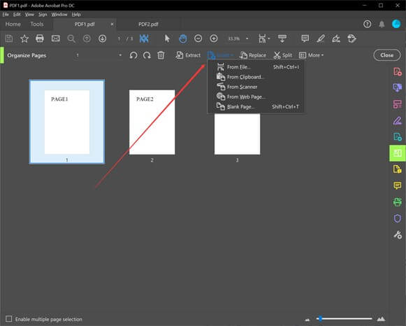 insert pages in PDF with Adobe Acrobat-step 2