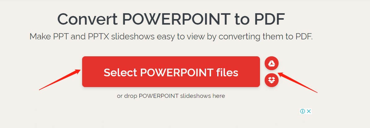 How to save PPT as PDF in iLovePDF step1