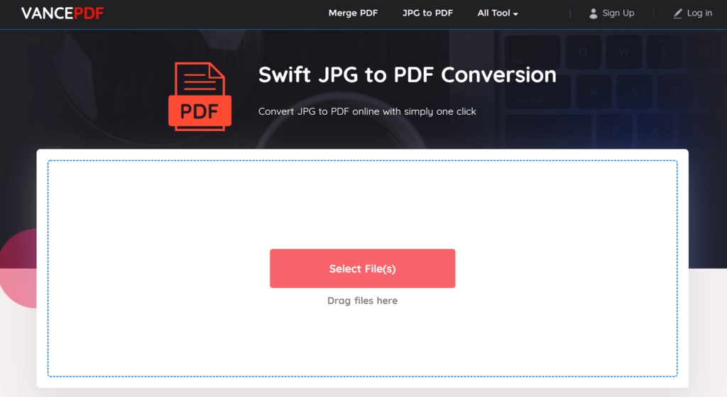 change jpg to pdf with vancepdf step1