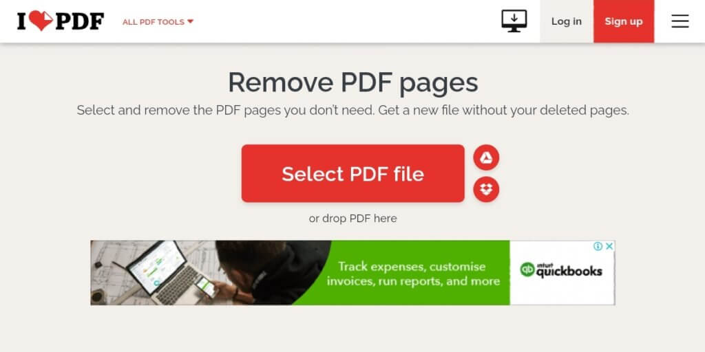delete pages from pdf with ilovepdf