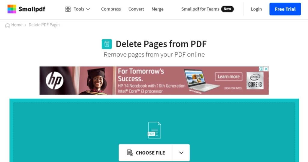 delete pages from pdf with smallpdf