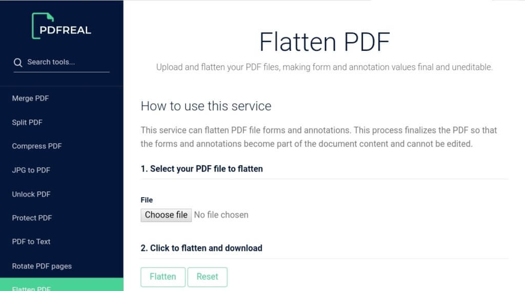 flatten pdf with PDF real