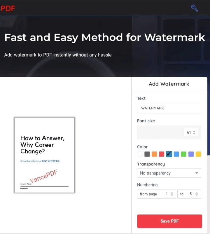 how to add watermark to pdf_VancePDF_step2