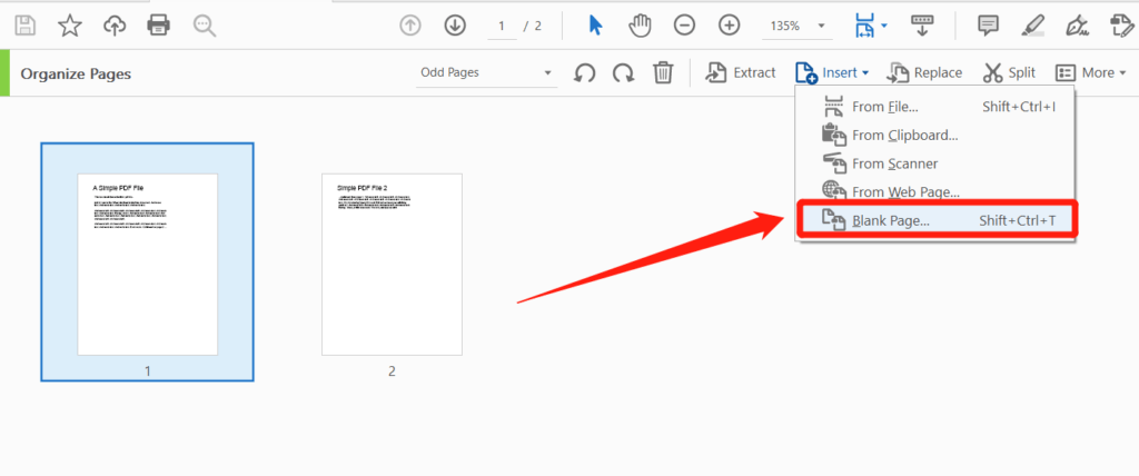 insert blank page in pdf_Adobe Acrobat_step 3
