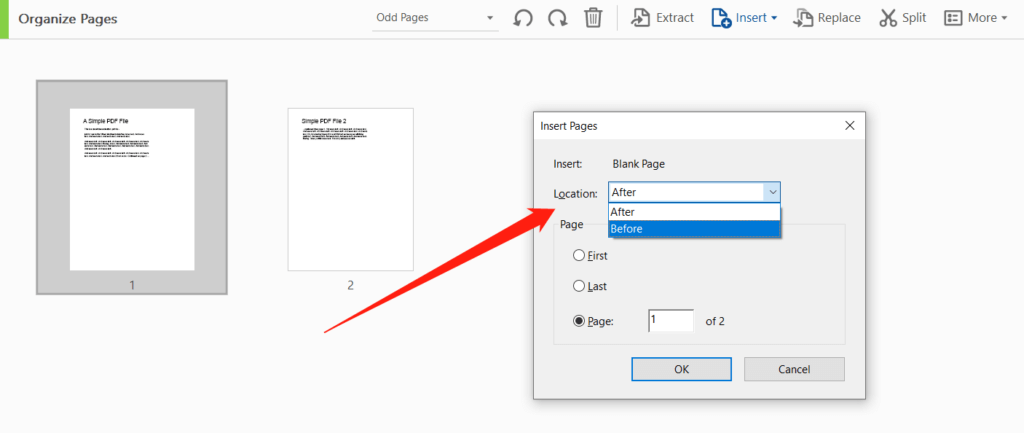 insert blank page in pdf_Adobe Acrobat_step 4