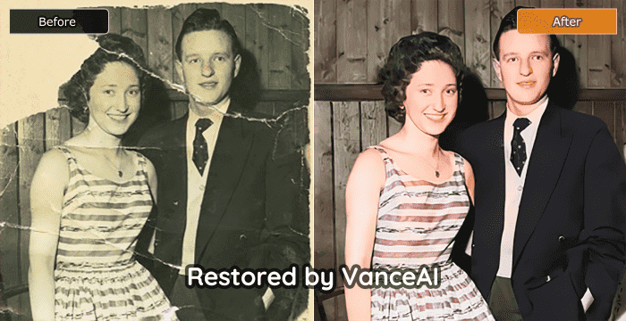 a before-after picture restored by VanceAI Photo Restorer