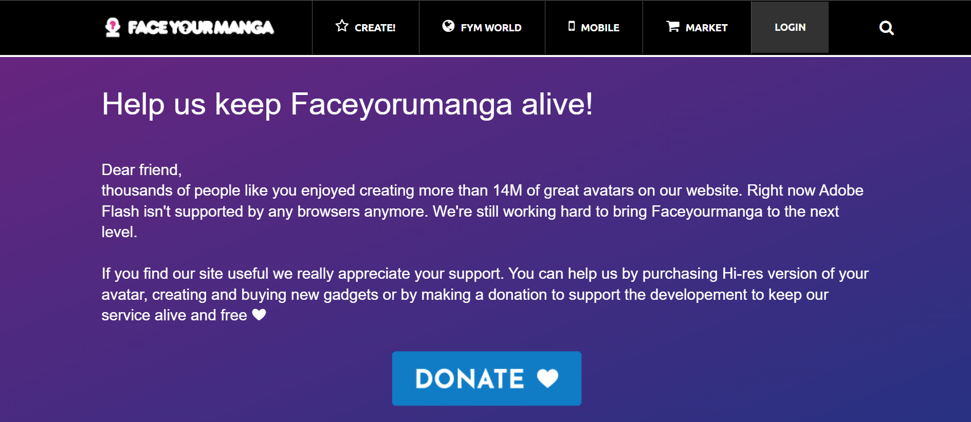 FaceYourManga's website