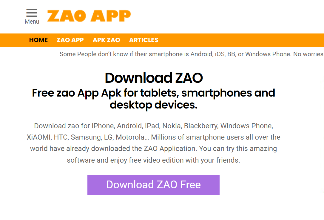 Zao's website